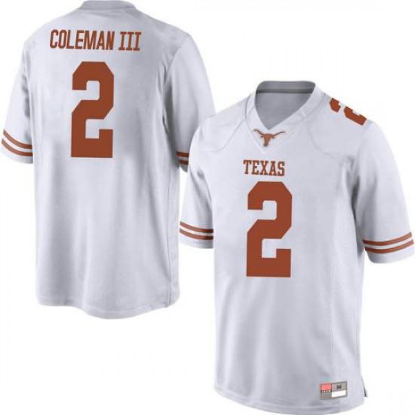 Mens University of Texas #2 Matt Coleman III Replica Stitched Jersey White